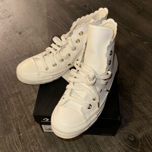 NIB White Faux Leather Converse Hightops
